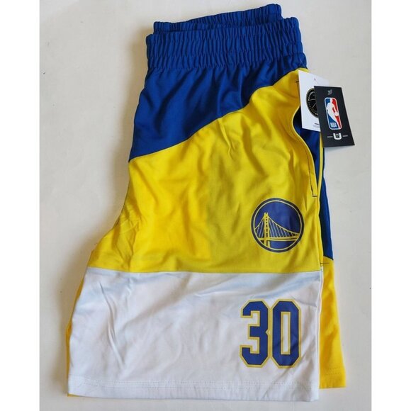 Golden State Warriors Mens M Basketball Shorts Stephen Curry Blue Yellow White - Picture 4 of 4